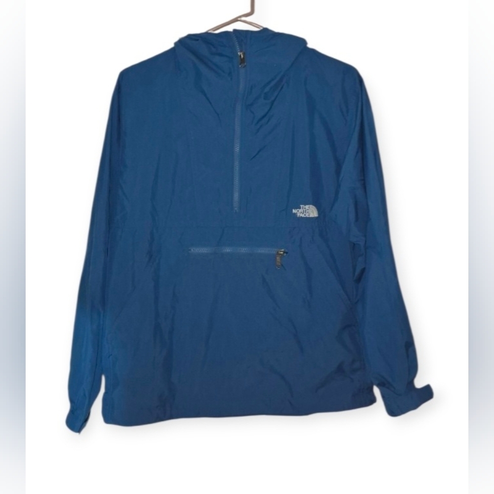 The North Face Blue Pullover Jacket Wind Breaker With Hood